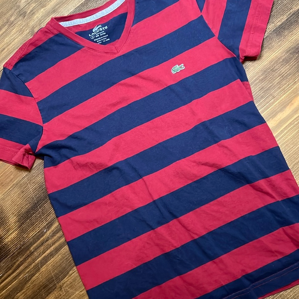 LACOSTE STRIPED TEE SIZE MENS 2 XS